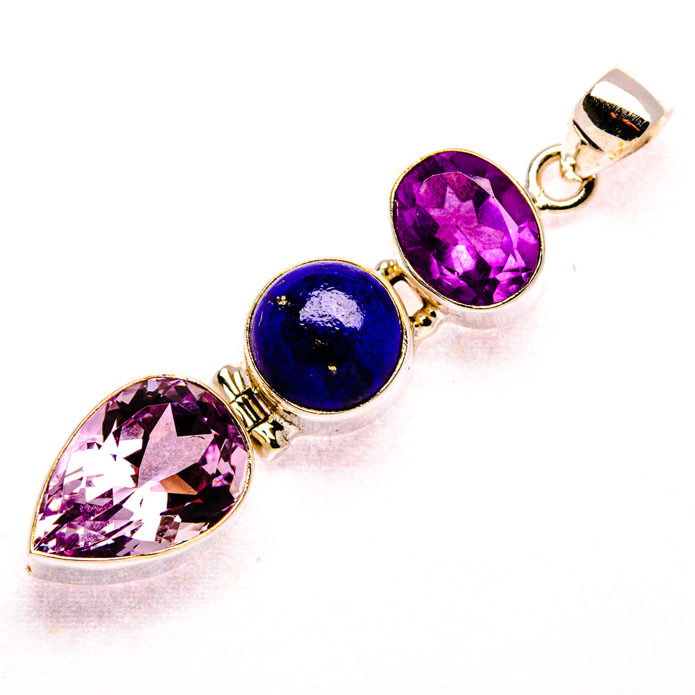 Amethyst, Lapis Lazuli 925 Sterling Silver Pendant 2 1/8" (925 Sterling Silver) PD37647