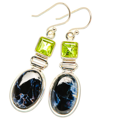 Pietersite, Peridot Earrings 1 3/4" (925 Sterling Silver) EARR431586