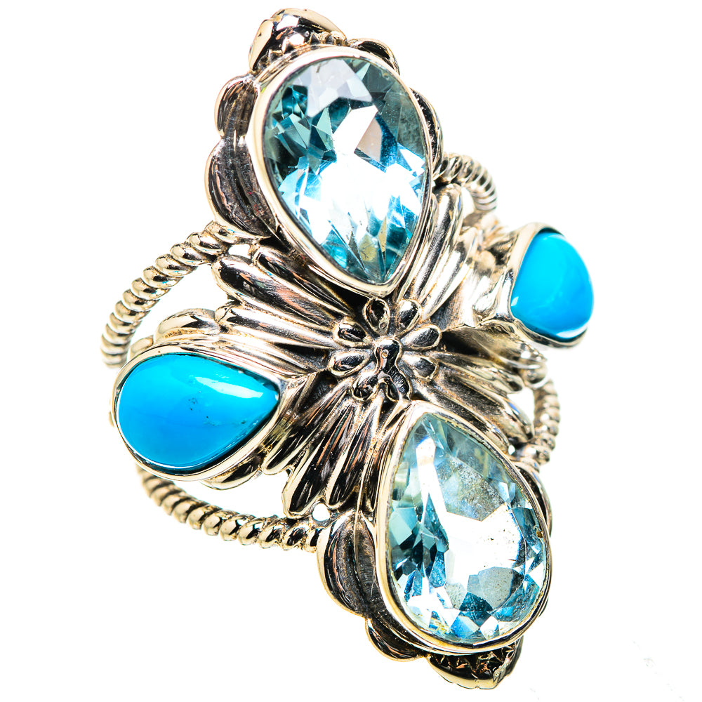 Ana Silver Co Large Blue Topaz, Sleeping Beauty Turquoise Ring Size 6 (925 Sterling Silver)