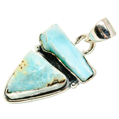Rough Larimar Pendant 1 3/8" (925 Sterling Silver) PD36816