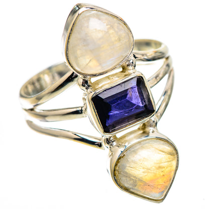 Faceted Tanzanite, Rainbow Moonstone Ring Size 10 (925 Sterling Silver) RING135855