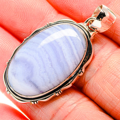Blue Lace Agate Pendant 1 3/4" (925 Sterling Silver) PD36331