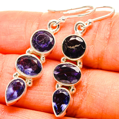 Faceted Tanzanite Earrings 1 3/4" (925 Sterling Silver) EARR431621