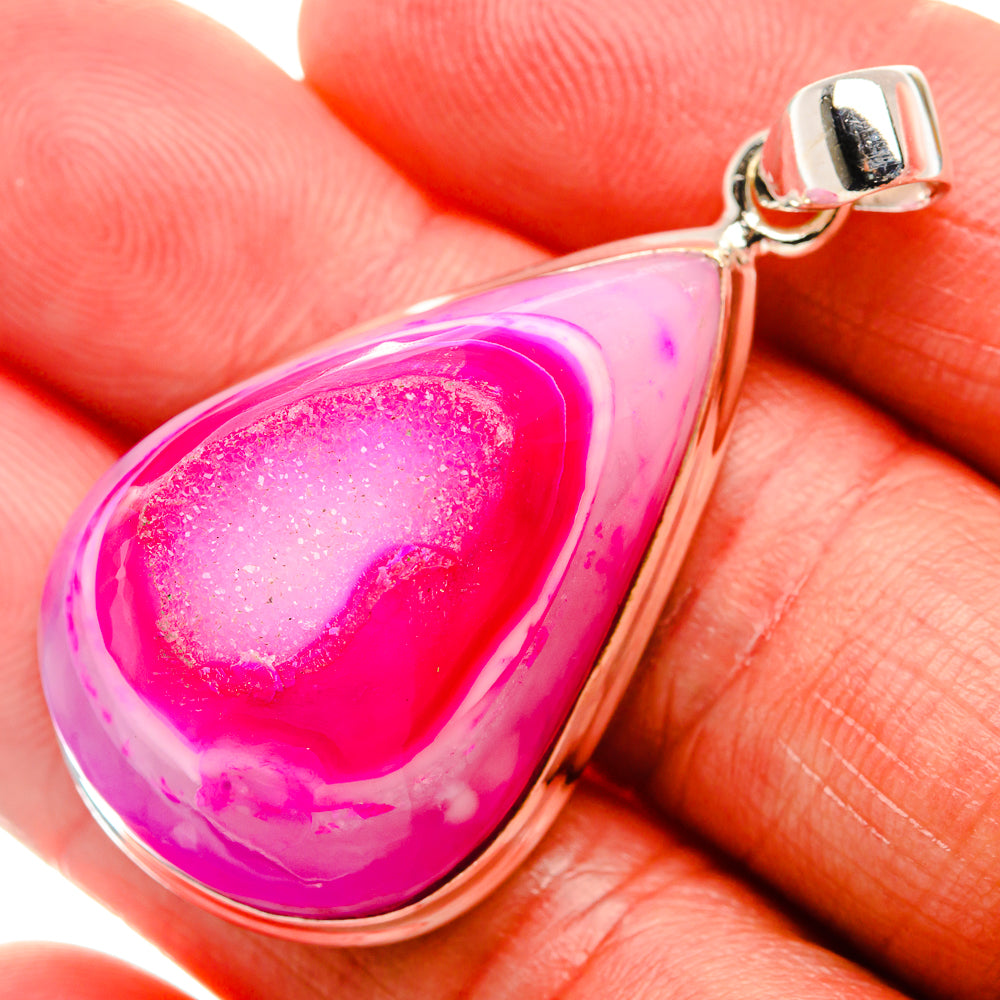 Pink Window Druzy Pendant 1 7/8" (925 Sterling Silver) PD37135