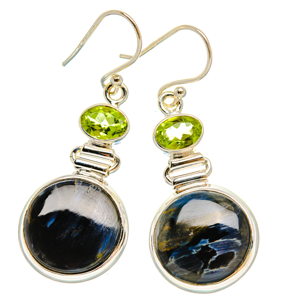 Ana Silver Co Pietersite, Peridot Earrings 1 3/4" (925 Sterling Silver)