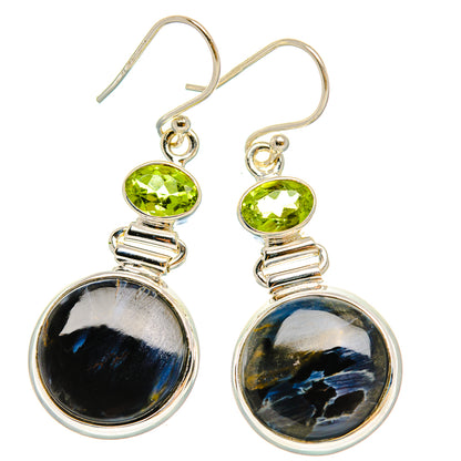 Ana Silver Co Pietersite, Peridot Earrings 1 3/4" (925 Sterling Silver)