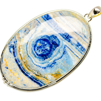 Huge Blue Scheelite Pendant 3 1/4" (925 Sterling Silver) PD36835