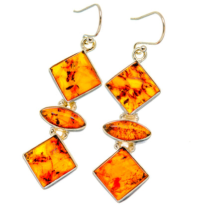 Ana Silver Co Baltic Amber Earrings 2" (925 Sterling Silver)