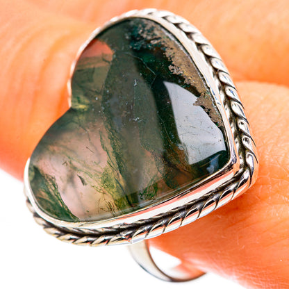 Large Green Moss Agate Ring Size 10 (925 Sterling Silver) RING136111