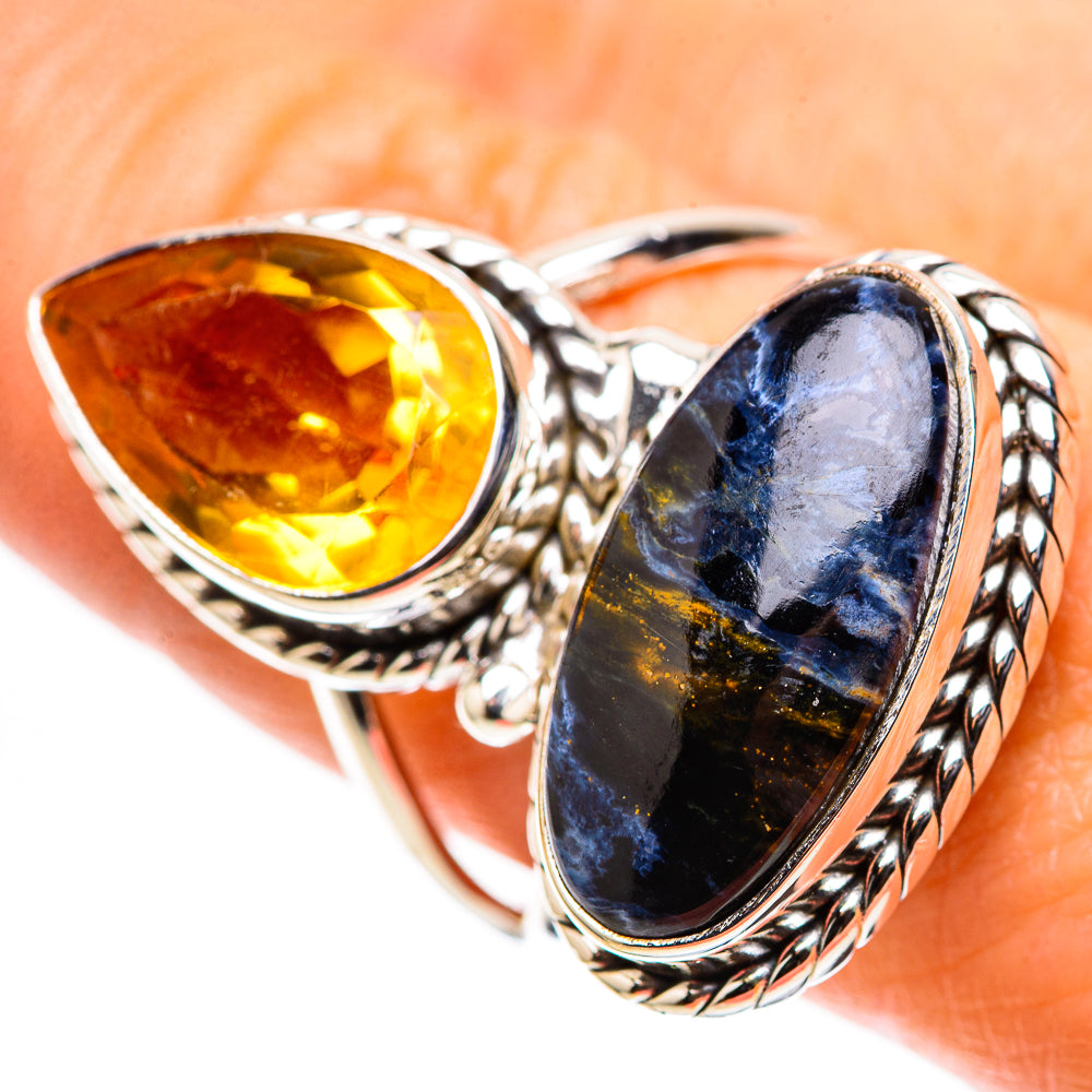 Large Pietersite, Citrine 925 Sterling Silver Ring Size 9 (925 Sterling Silver) RING137766