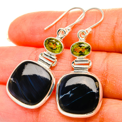 Ana Silver Co Pietersite, Peridot Earrings 1 3/4" (925 Sterling Silver)