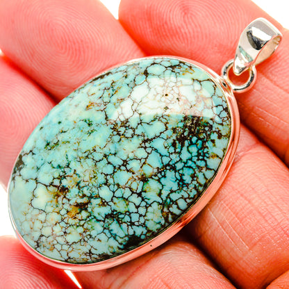 Tibetan Turquoise Pendant 2" (925 Sterling Silver) PD37015