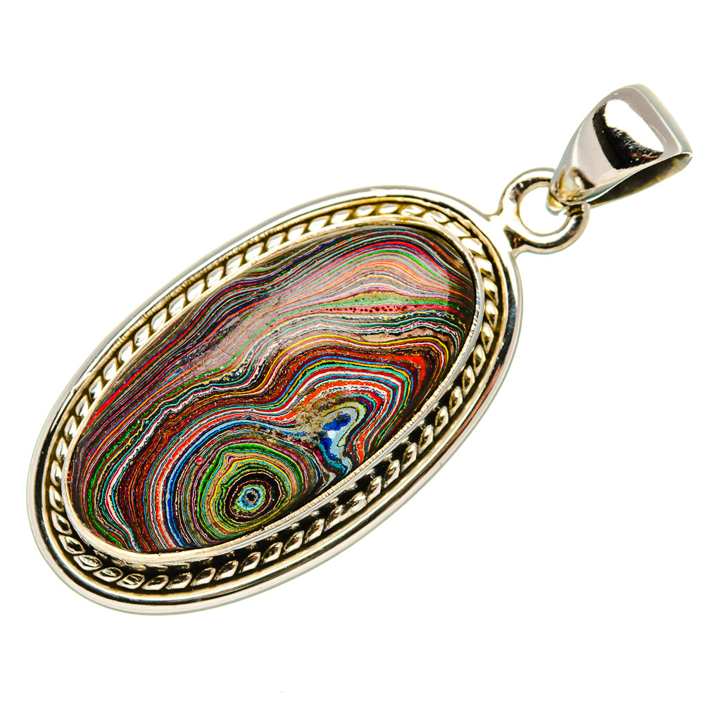 Fordite Pendant 1 5/8" (925 Sterling Silver) PD37566