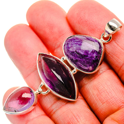 Charoite, Amethyst Pendant 2 1/2" (925 Sterling Silver) PD37586