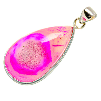 Pink Agate Druzy Pendant 2" (925 Sterling Silver) PD36866
