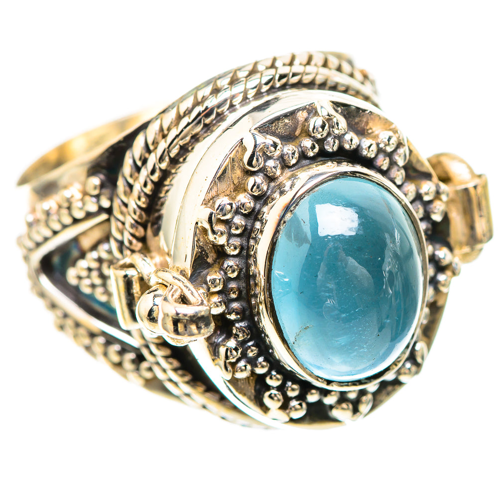 Oval aquamarine gemstone sterling silver ring with ornate braided bezel, size 6