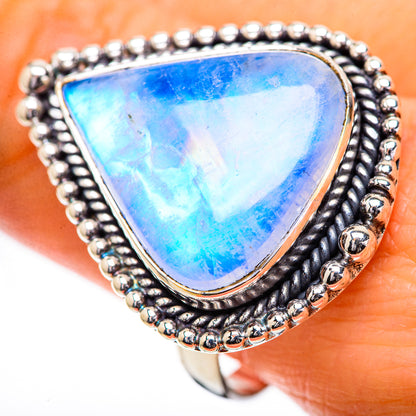Large Rainbow Moonstone Ring Size 10.75 (925 Sterling Silver) RING135937