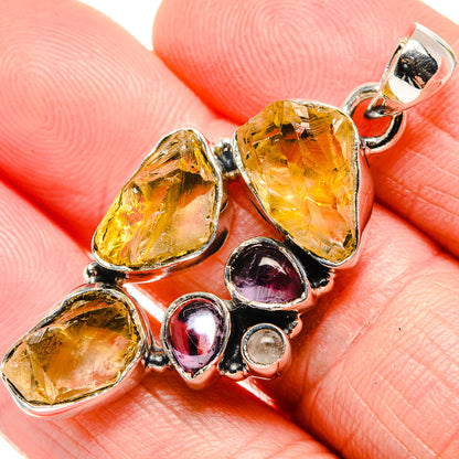 Rough Citrine, Amethyst Pendant 1 3/4" (925 Sterling Silver) PD36339