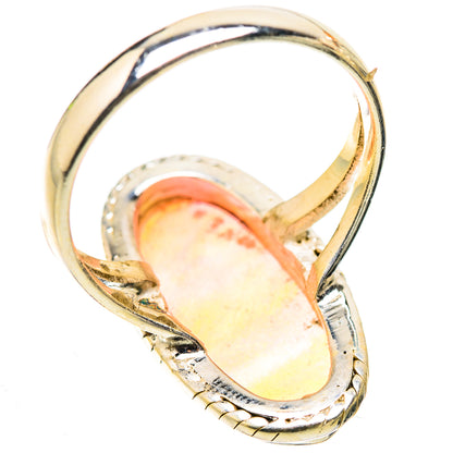 Sterling silver ring band with oval opal stone underside and prongs, size 10