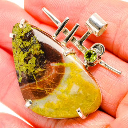 Rainforest Jasper, Peridot Pendant 1 5/8" (925 Sterling Silver) PD36371