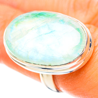 Large Green Moonstone Ring Size 6.5 (925 Sterling Silver) RING136753