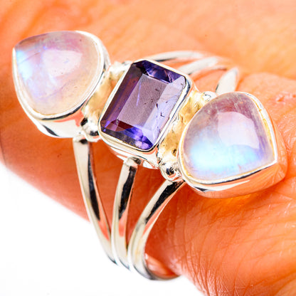 Faceted Tanzanite, Rainbow Moonstone Ring Size 9.75 (925 Sterling Silver) RING135608