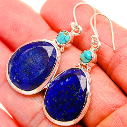 Lapis Lazuli, Blue Copper Composite Turquoise 925 Sterling Silver Earrings 1 3/4" (925 Sterling Silver) EARR431914