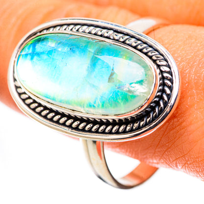 Large Green Moonstone Ring Size 12.25 (925 Sterling Silver) RING135763