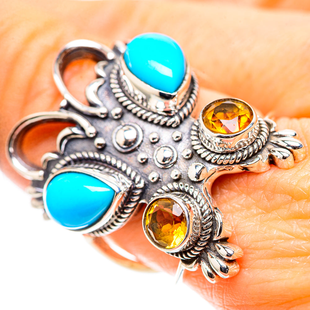 Large Sleeping Beauty Turquoise, Citrine 925 Sterling Silver Ring Size 8.75 (925 Sterling Silver) RING137561