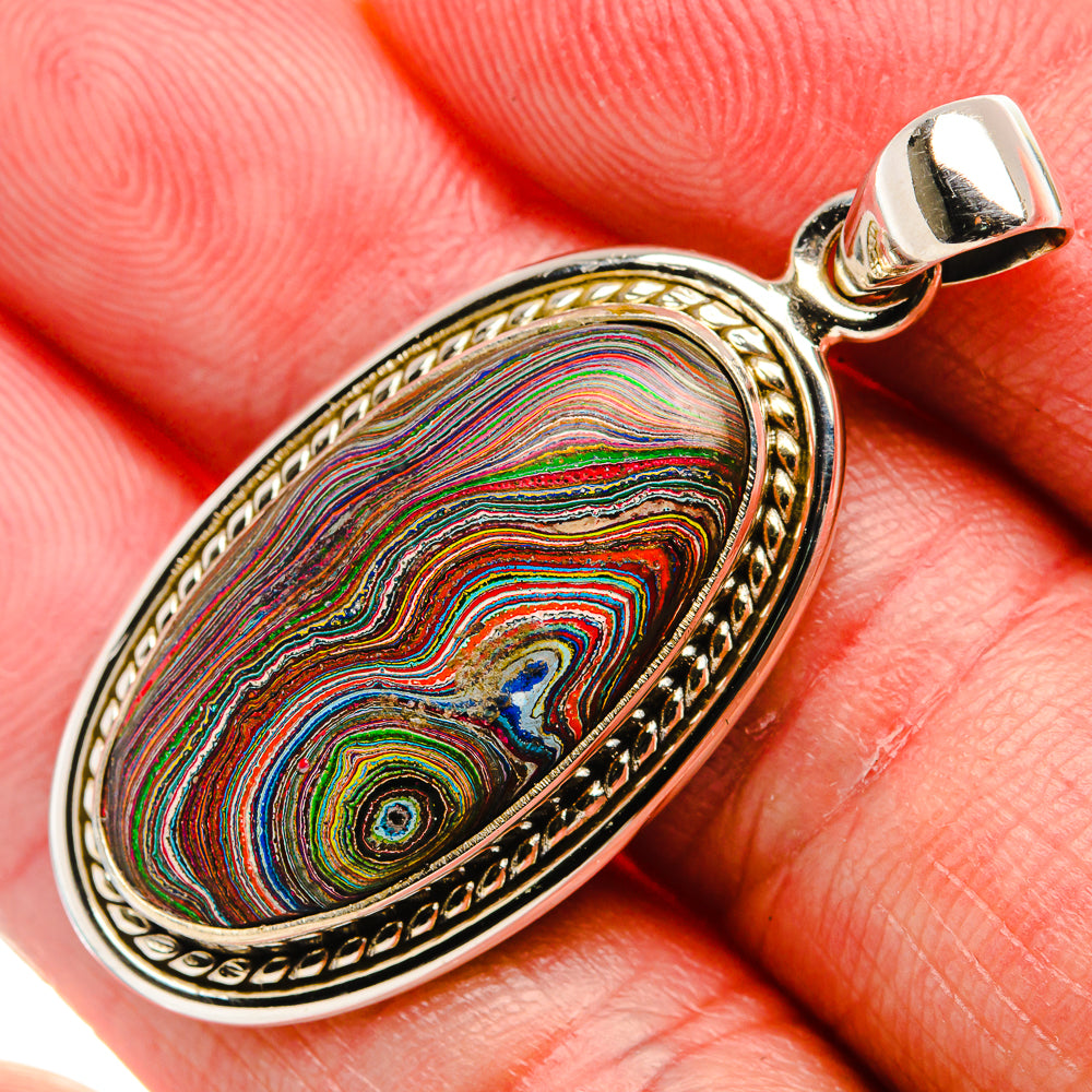 Fordite Pendant 1 5/8" (925 Sterling Silver) PD37566