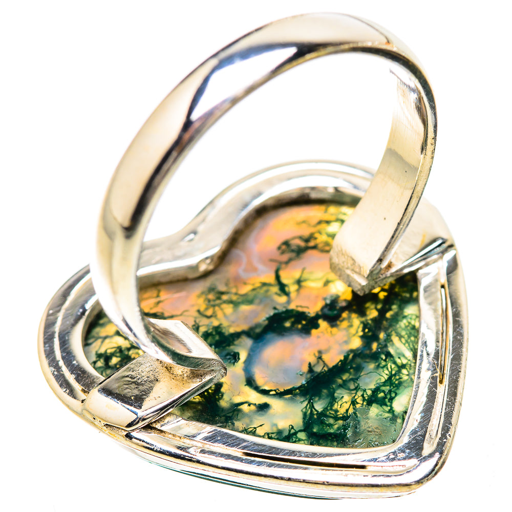 Large Green Moss Agate Ring Size 10 (925 Sterling Silver) RING135353