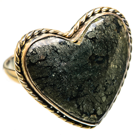 Large Pyrite In Black Onyx Ring Size 12.5 (925 Sterling Silver) RING136149
