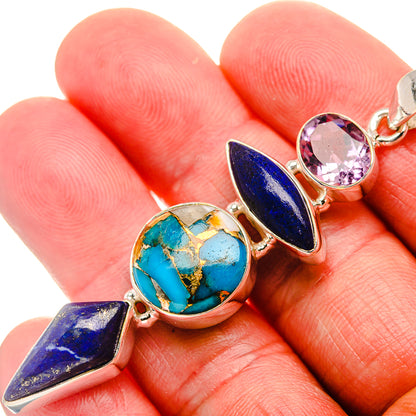 Blue Copper Composite Turquoise, Sodalite, Amethyst 925 Sterling Silver Pendant 2 5/8" (925 Sterling Silver) PD37748