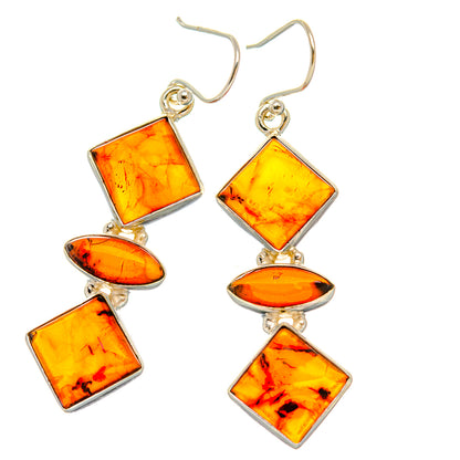 Ana Silver Co Baltic Amber Earrings 2" (925 Sterling Silver)