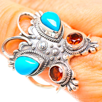 Large Sleeping Beauty Turquoise, Citrine Ring Size 9.25 (925 Sterling Silver) RING136560