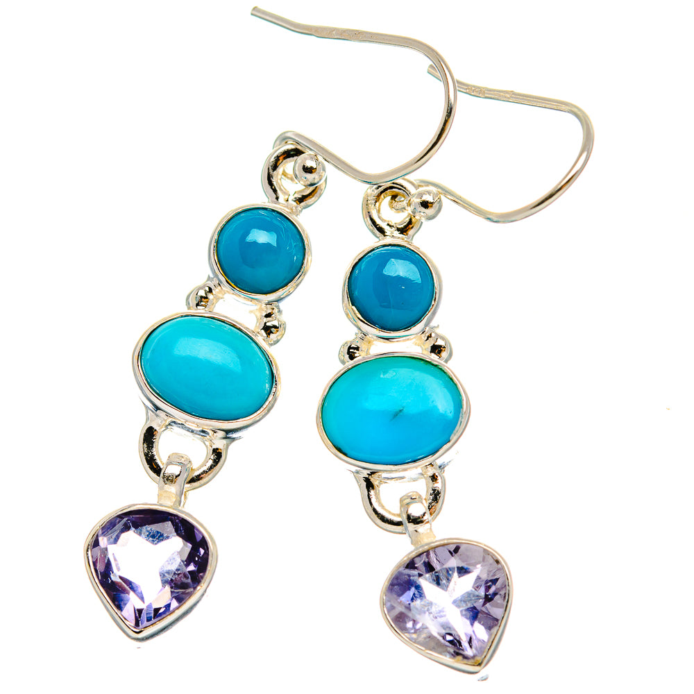 Ana Silver Co Sleeping Beauty Turquoise, Tanzanite Earrings 1 3/4" (925 Sterling Silver)