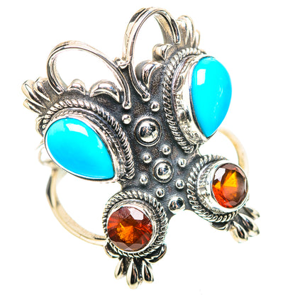 Large Sleeping Beauty Turquoise, Garnet 925 Sterling Silver Ring Size 10.75 (925 Sterling Silver) RING137534