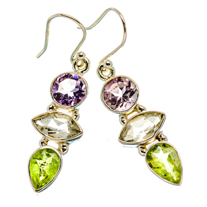 Green Amethyst, Amethyst, Peridot Earrings 1 1/2" (925 Sterling Silver) EARR431765
