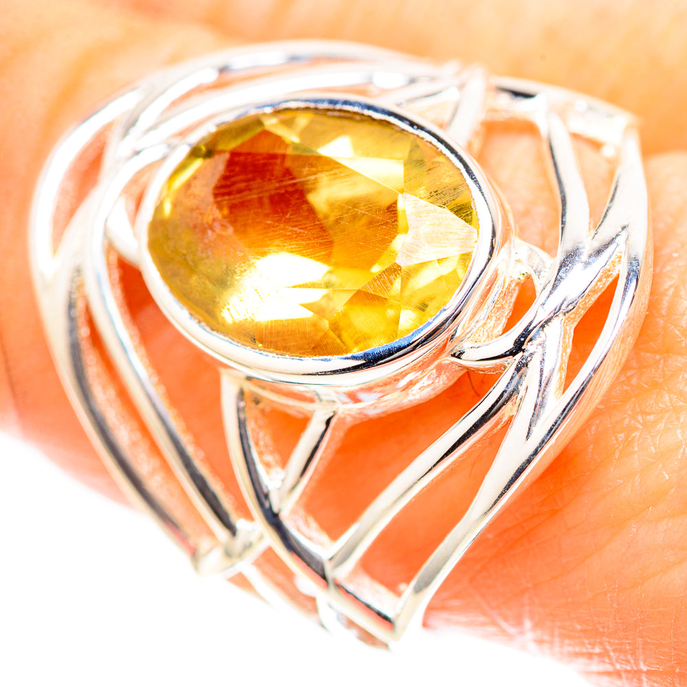 Faceted Lemon Quartz 925 Sterling Silver Ring Size 7.75 (925 Sterling Silver) RING137237