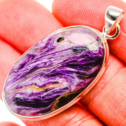 Charoite 925 Sterling Silver Pendant 1 7/8" Ana Co P37365