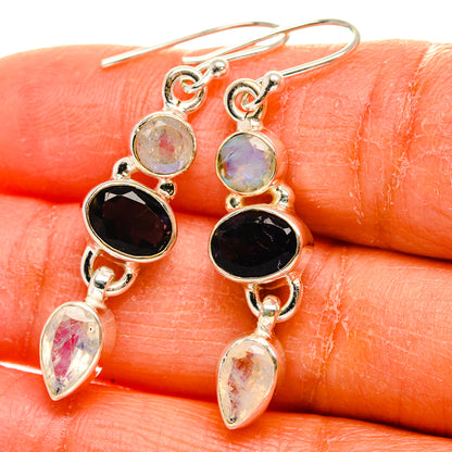 Tanzanite, Rainbow Moonstone Earrings 1 3/4"  (925 Sterling Silver) EARR431647