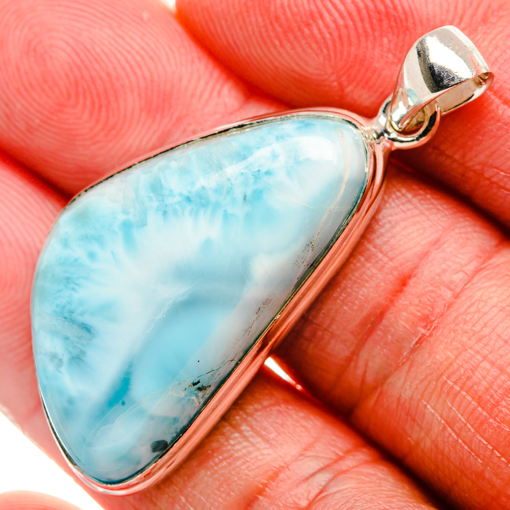 Larimar 925 Sterling Silver Pendant 1 3/4" (925 Sterling Silver) PD37632