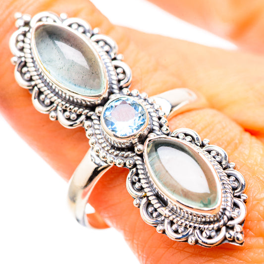 Large Natural Aquamarine, Blue Topaz Ring Size 9.75 (925 Sterling Silver) RING136531