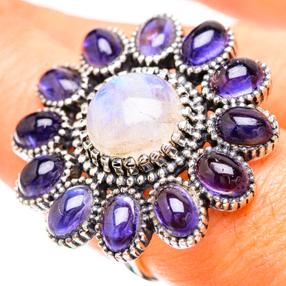Large Rainbow Moonstone, Tanzanite Ring Size 7.5 (925 Sterling Silver) RING137156