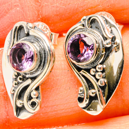 Faceted Amethyst Earrings 3/4" (925 Sterling Silver) EARR431475