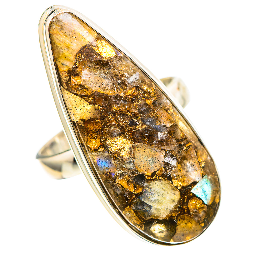 Large Brecciated Labradorite 925 Sterling Silver Ring Size 8 (925 Sterling Silver) RING137521