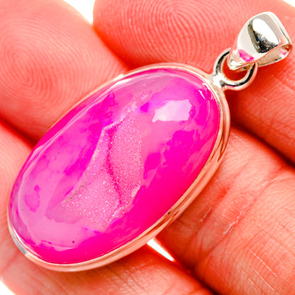 Pink Window Druzy Pendant 1 3/4" (925 Sterling Silver) PD37069