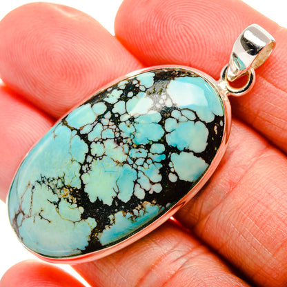Tibetan Turquoise Pendant 2" (925 Sterling Silver) PD36965