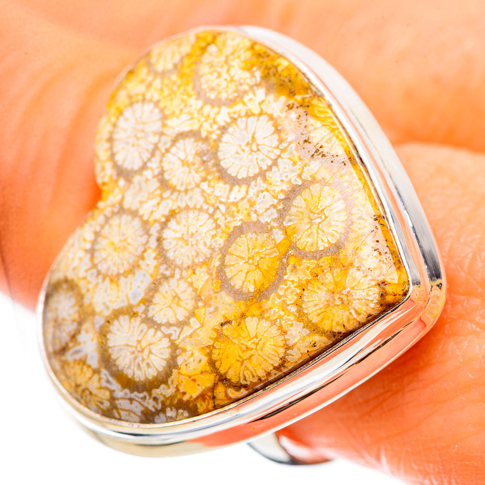 Large Fossil Coral Ring Size 9 (925 Sterling Silver) RING135354