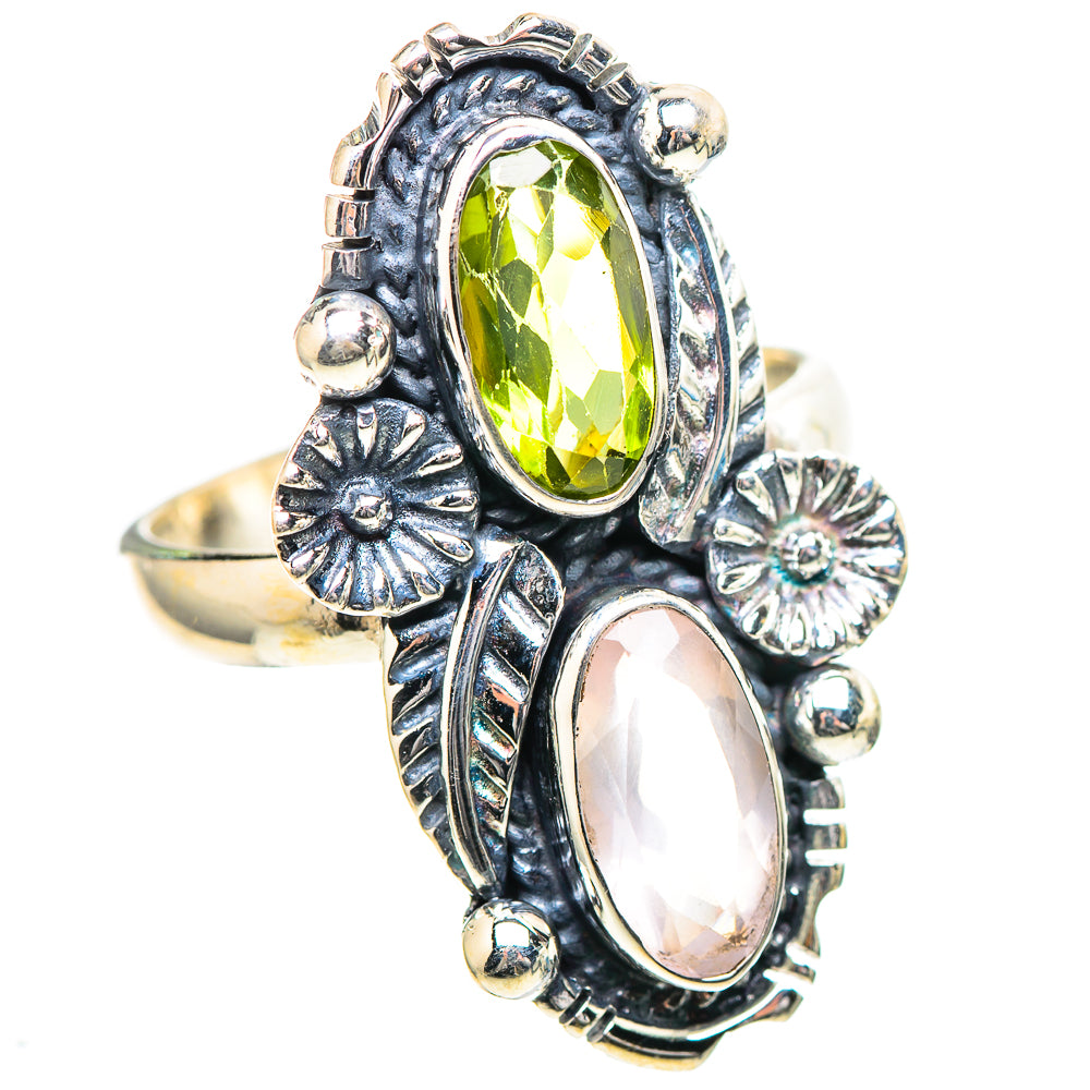 Rose Quartz, Peridot Ring Size 8 (925 Sterling Silver) RING136695